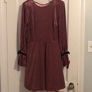 Velvet houndstooth print winter party dress
